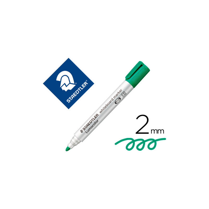 ROTULADOR STAEDTLER LUMOCOLOR 351 PARA PIZARRA BLANCA PUNTA REDONDA 2 MM RECARGABLE COLOR VERDE CLAR