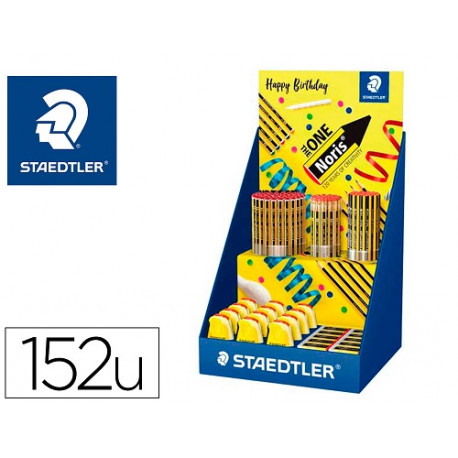 EXPOSITOR SOBREMESA STAEDTLER NORIS 120 DISE?O FELIZ ANIVERSARIO 152 UNIDADES SURTIDAS 383X382X250 M