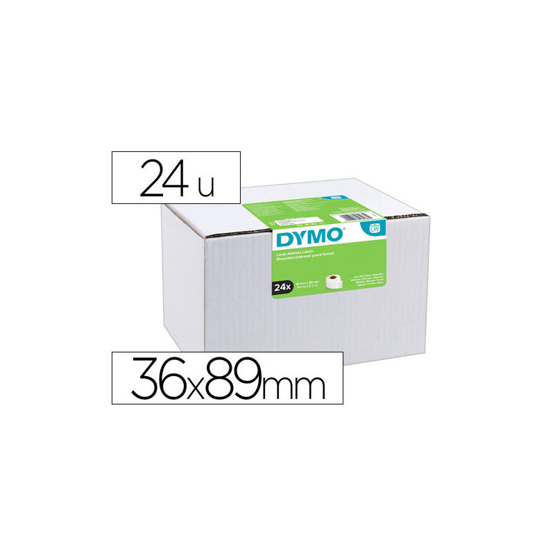 ETIQUETA ADHESIVA DYMO LABELWRITER PARA DIRECCION 36X89 MM BLANCA PACK DE 24 ROLLOS