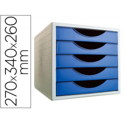 FICHERO CAJONES DE SOBREMESA ARCHIVO 2000 5 CAJONES COLOR AZUL OPACO 270X340X260 MM