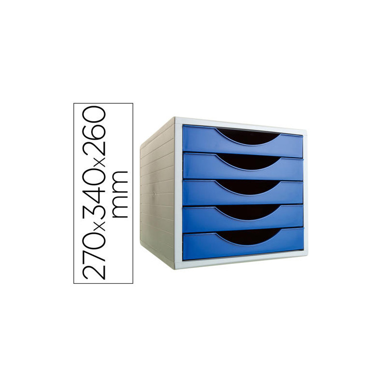 FICHERO CAJONES DE SOBREMESA ARCHIVO 2000 5 CAJONES COLOR AZUL OPACO 270X340X260 MM