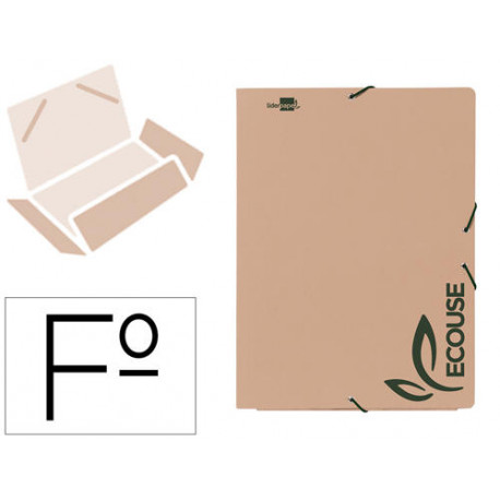 CARPETA LIDERPAPEL GOMAS DIN A4+ 3 SOLAPAS ECOUSE CARTULINA 400 G/M2 COLOR KRAFT MARRON