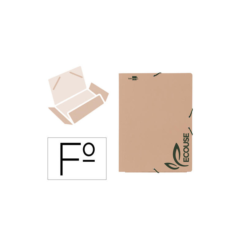 CARPETA LIDERPAPEL GOMAS DIN A4+ 3 SOLAPAS ECOUSE CARTULINA 400 G/M2 COLOR KRAFT MARRON