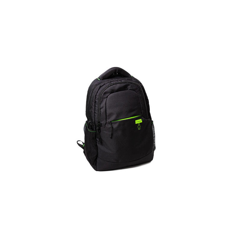 MOCHILA PARA PORTATIL Q-CONNECT 15,6" NEGRA 1 ASA 2 BOLSILLOS EXTERIORES FABRICADA EN RPET MEDIDAS