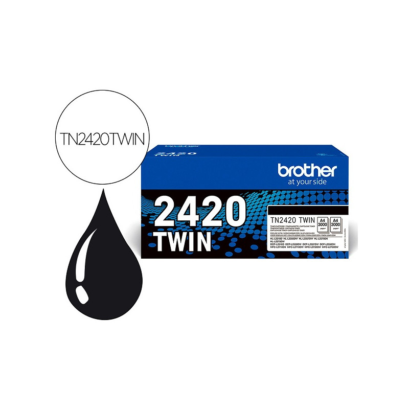 TONER BROTHER TN2420TWIN PARA DCP-L2510/ 2530 / 2550 / HL-L2375 NEGRO 3000 PAGINAS PACK 2 UNIDADES