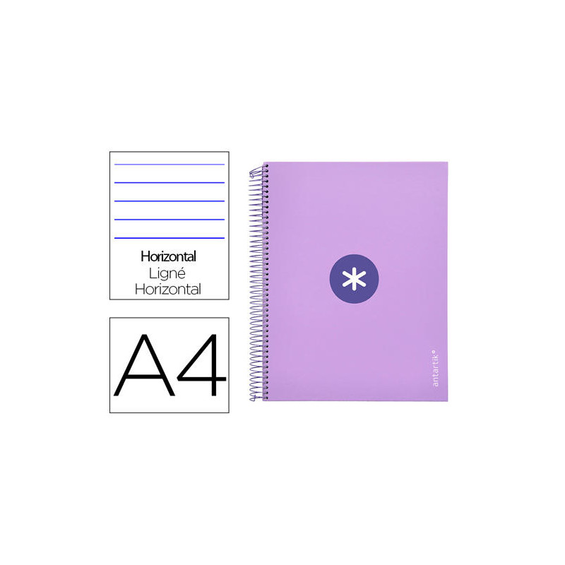 CUADERNO ESPIRAL A4 MICRO ANTARTIK TAPA FORRADA 120H 90 GR HORIZONTAL 5 BANDAS 4 TALADROS COLOR LAVA