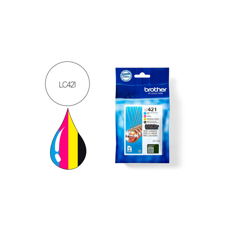 INK-JET BROTHER LC421VAL DCP-J1050DW / DCP-J1140DW / MFC-J10 PACK 4 COLORES 200 PAGINAS