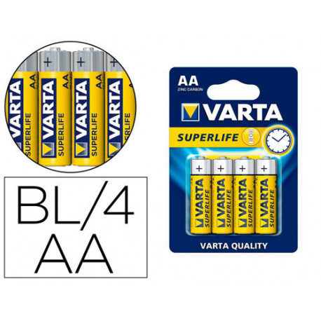 PILA VARTA SALINA SUPERLIFE AA TIPO R-06 BLISTER DE 4 UNIDADES