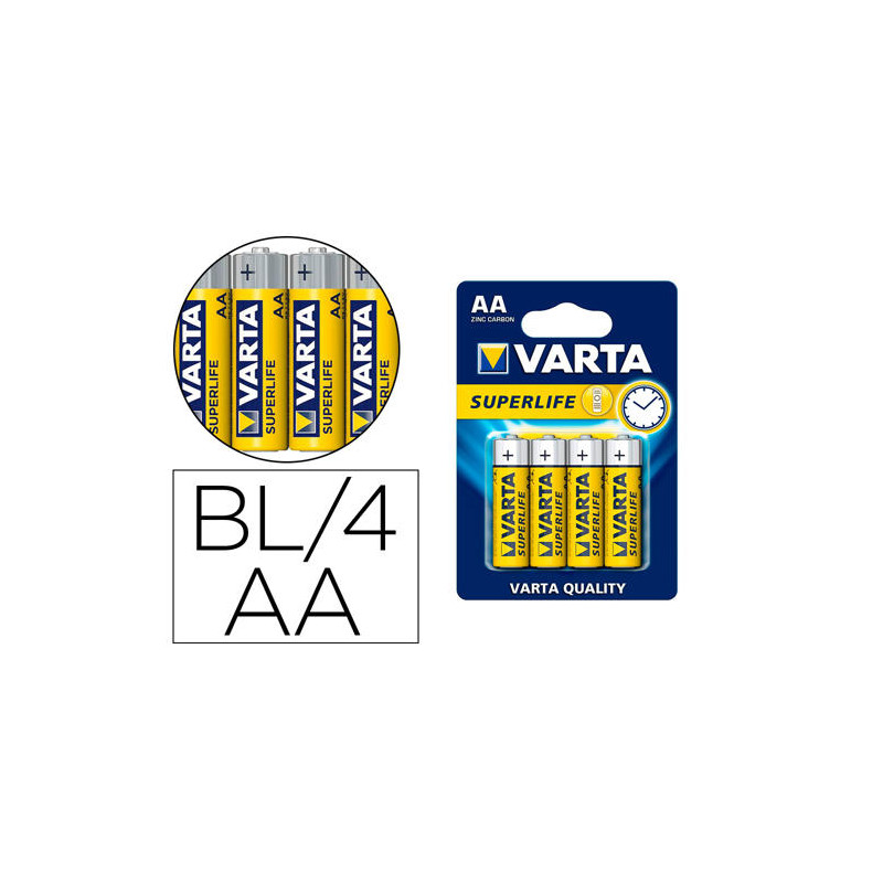 PILA VARTA SALINA SUPERLIFE AA TIPO R-06 BLISTER DE 4 UNIDADES