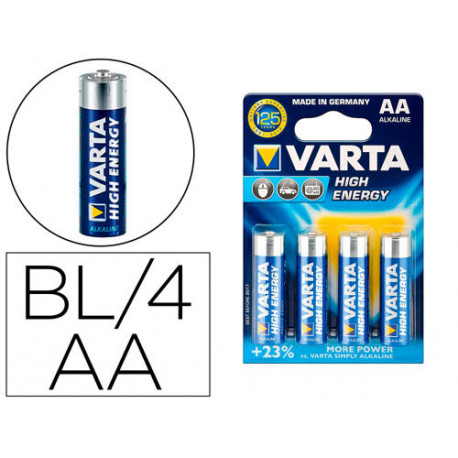 PILA VARTA ALCALINA LONGLIFE POWER AA TIPO LR-06 BLISTER DE 4 UNIDADES