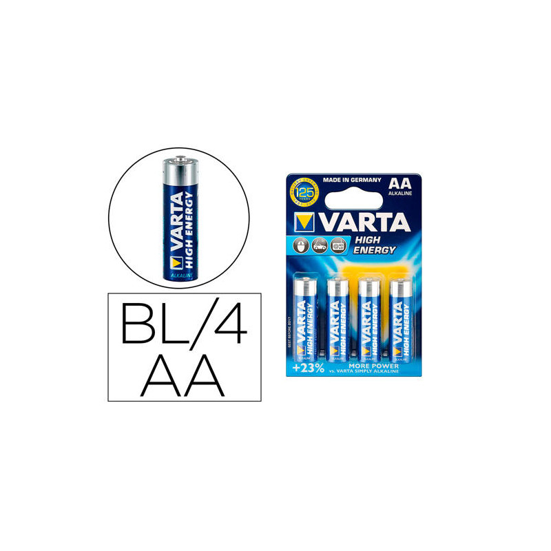 PILA VARTA ALCALINA LONGLIFE POWER AA TIPO LR-06 BLISTER DE 4 UNIDADES