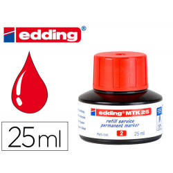 TINTA ROTULADOR EDDING MTK25 CON SISTEMA CAPILAR COLOR ROJO FRASCO DE 25 ML