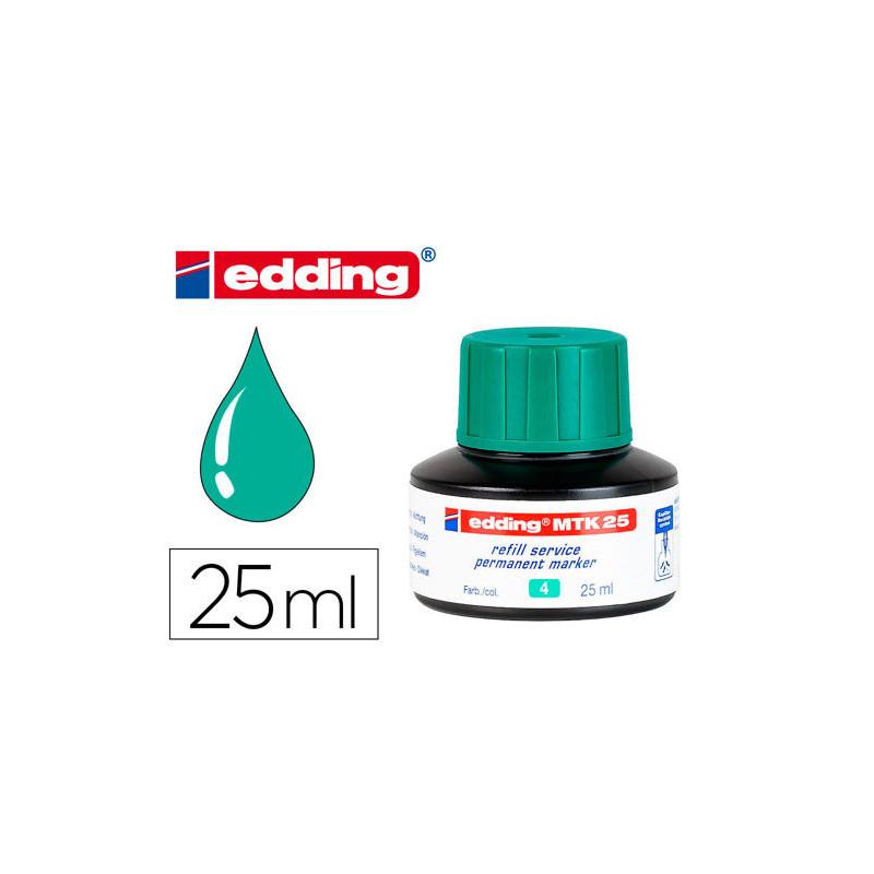 TINTA ROTULADOR EDDING MTK25 CON SISTEMA CAPILAR COLOR VERDE BOTE 25 ML