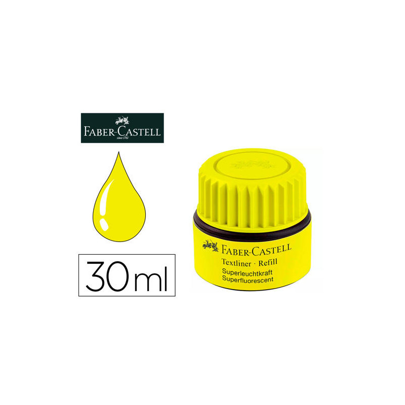 TINTA ROTULADOR FABER CASTELL TEXTLINER FLUORESCENTE 1549 CON SISTEMA CAPILAR COLOR AMARILLO BOTE 30