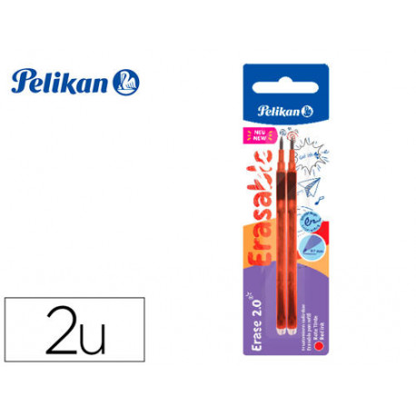 RECAMBIO ROLLER PELIKAN ERASE 2.0 COLOR ROJO BLISTER DE 2 UNIDADES