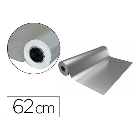 PAPEL DE REGALO BASIKA METALIZADO PLATA BOBINA ANCHO 62 CM LONGITUD 80 M