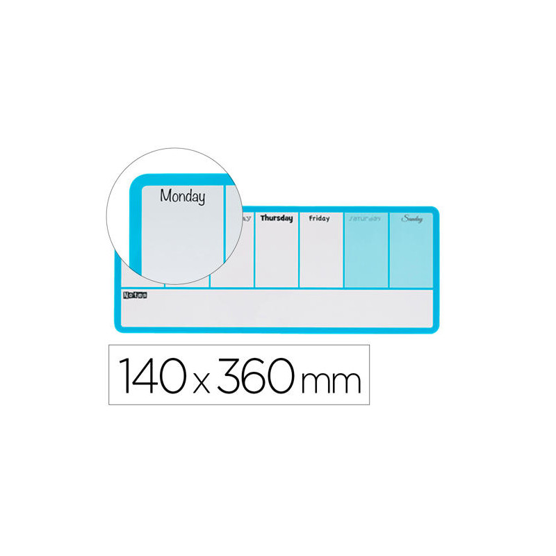 PLANIFICADOR SEMANAL NOBO MAGNETICO COLOR AZUL 140X360 MM