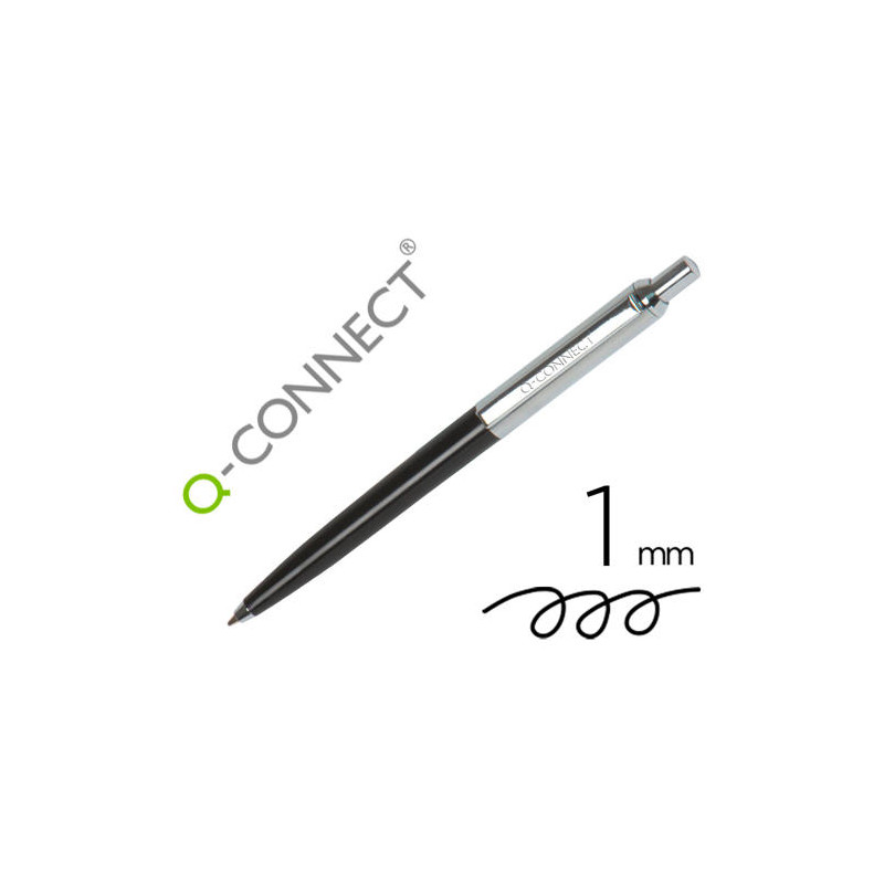 BOLIGRAFO Q-CONNECT PREMIUM METALICO RETRACTIL CON CLIP COLOR NEGRO PUNTA 1 MM