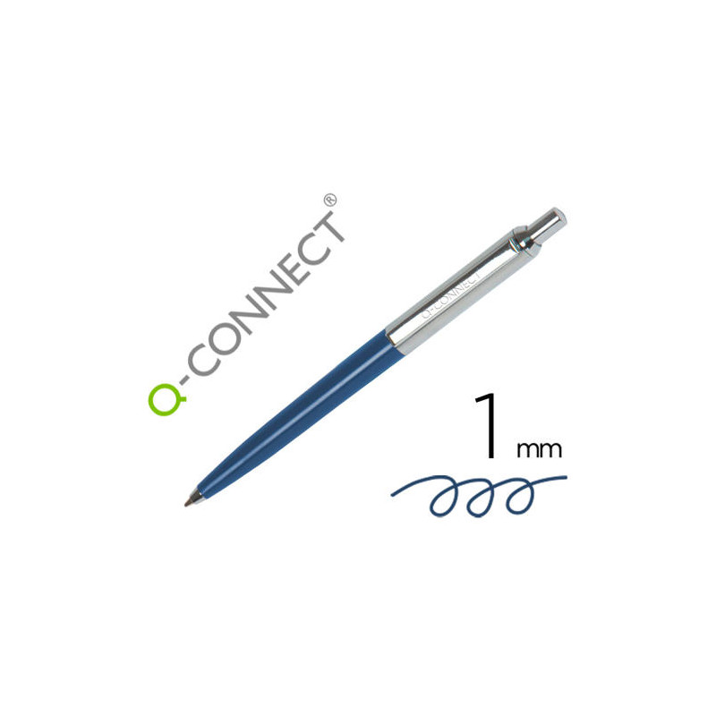 BOLIGRAFO Q-CONNECT PREMIUM METALICO RETRACTIL CON CLIP COLOR AZUL PUNTA 1 MM