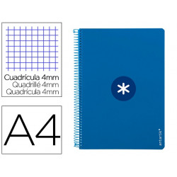 CUADERNO ESPIRAL A4 ANTARTIK TAPA DURA 80H 90GR CUADRO 4MM CON MARGEN COLOR AZUL OSCURO