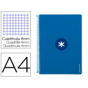 CUADERNO ESPIRAL A4 ANTARTIK TAPA DURA 80H 90GR CUADRO 4MM CON MARGEN COLOR AZUL OSCURO