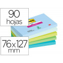 BLOC DE NOTAS ADHESIVAS QUITA Y PON POST-IT SUPER STICKY OASIS 76X127 PACK 5 UNIDADES 90 HOJAS 100% 