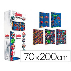 PAPEL DE REGALO BASIKA MARVEL ROLLO ANCHO 70 CM LONGITUD 2 MT DISE?OS SURTIDOS