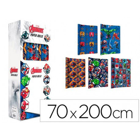 PAPEL DE REGALO BASIKA MARVEL ROLLO ANCHO 70 CM LONGITUD 2 MT DISE?OS SURTIDOS