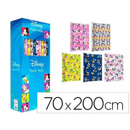 PAPEL DE REGALO BASIKA DISNEY ROLLO ANCHO 70 CM LONGITUD 2 MT DISE?OS SURTIDOS