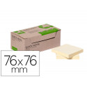 BLOC DE NOTAS ADHESIVAS QUITA Y PON Q-CONNECT 76X76 MM 100% PAPEL RECICLADO AMARILLO EN CAJA DE CART