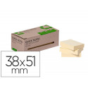 BLOC DE NOTAS ADHESIVAS QUITA Y PON Q-CONNECT 38X51 MM 100% PAPEL RECICLADO AMARILLO EN CAJA DE CART