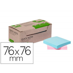 BLOC DE NOTAS ADHESIVAS QUITA Y PON Q-CONNECT 76X76 MM 100% PAPEL RECICLADO COLORES PASTELES EN CAJA