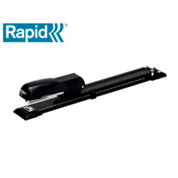 GRAPADORA RAPID E15 METALICA BRAZO LARGO CAPACIDAD 20 HOJAS USA GRAPAS 24/6 Y 26/26 COLOR NEGRO