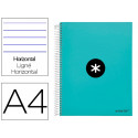 CUADERNO ESPIRAL A4 MICRO ANTARTIK TAPA FORRADA 120H 90 GR HORIZONTAL 5 BANDAS 4 TALADORES COLOR MEN