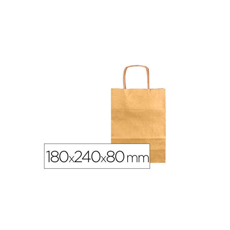 BOLSA PAPEL Q-CONNECT KRAFT ORO XS CON ASA RETORCIDA 180X240X80 MM