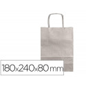 BOLSA PAPEL Q-CONNECT KRAFT PLATA XS CON ASA RETORCIDA 180X240X80 MM