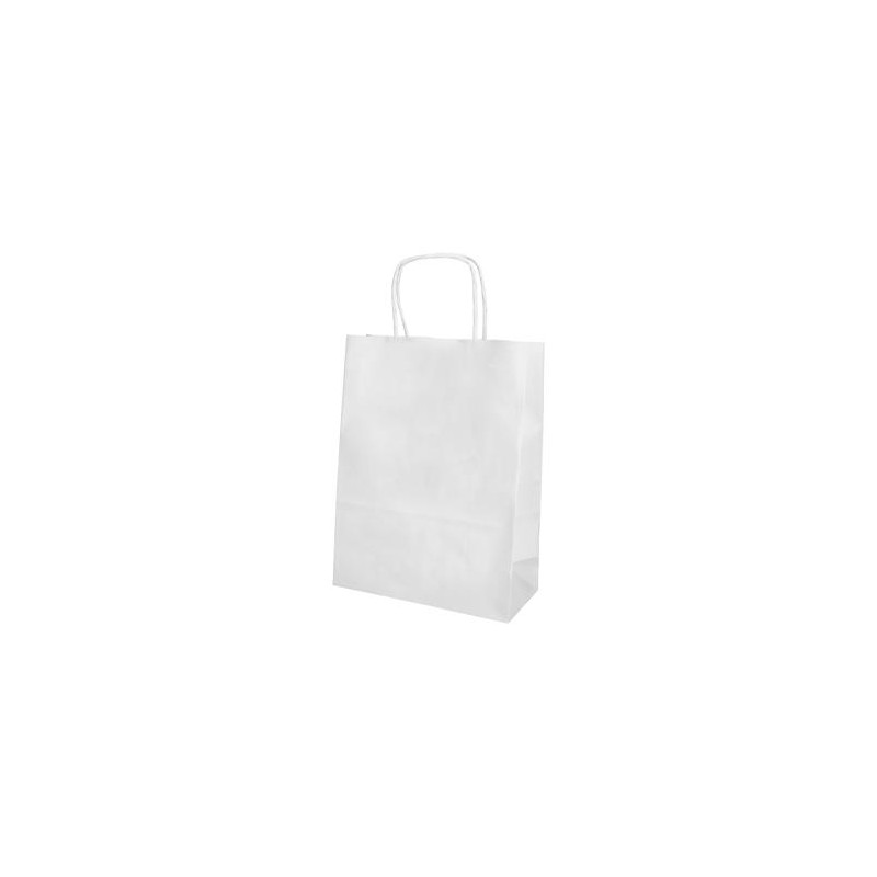 BOLSA PAPEL Q-CONNECT CELULOSA BLANCO XS CON ASA RETORCIDA 180X240X80 MM