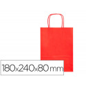 BOLSA PAPEL Q-CONNECT CELULOSA ROJO XS CON ASA RETORCIDA 180X240X80 MM