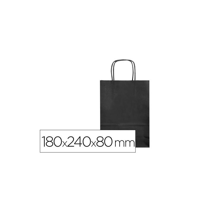 BOLSA PAPEL Q-CONNECT CELULOSA NEGRO XS CON ASA RETORCIDA 180X240X80 MM