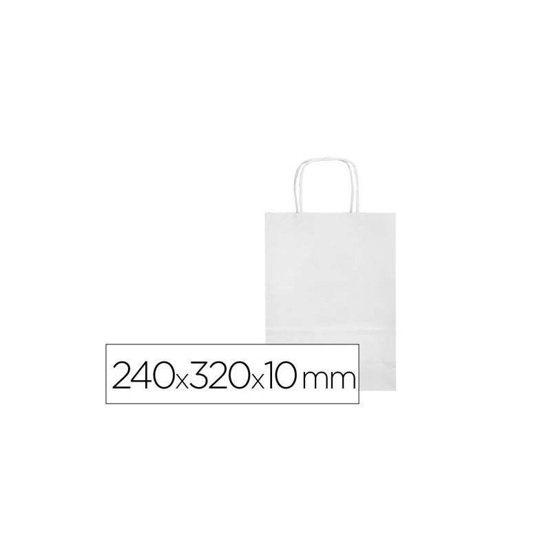 BOLSA PAPEL Q-CONNECT CELULOSA BLANCO S CON ASA RETORCIDA 240X320X10 MM