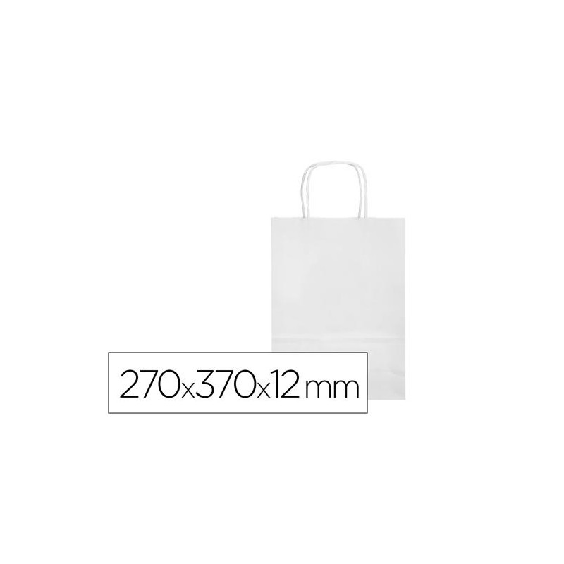 BOLSA PAPEL Q-CONNECT CELULOSA BLANCO M CON ASA RETORCIDA 270X370X12 MM