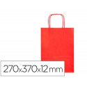 BOLSA PAPEL Q-CONNECT CELULOSA ROJO M CON ASA RETORCIDA 270X370X12 MM