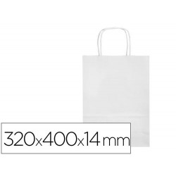 BOLSA PAPEL Q-CONNECT CELULOSA BLANCO L CON ASA RETORCIDA 320X400X14 MM