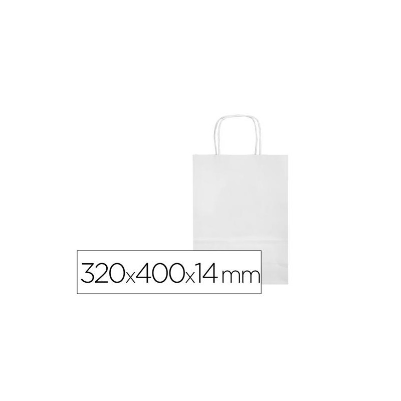 BOLSA PAPEL Q-CONNECT CELULOSA BLANCO L CON ASA RETORCIDA 320X400X14 MM