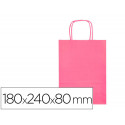 BOLSA PAPEL Q-CONNECT CELULOSA ROSA XS CON ASA RETORCIDA 180X240X80 MM