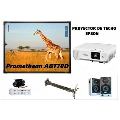 PIZARRA INTERACTIVA PROMETHEAN AB10T78D TACTIL 78" CON PROYECTOR DISTANCIA LARGA + ALTAVOCES E