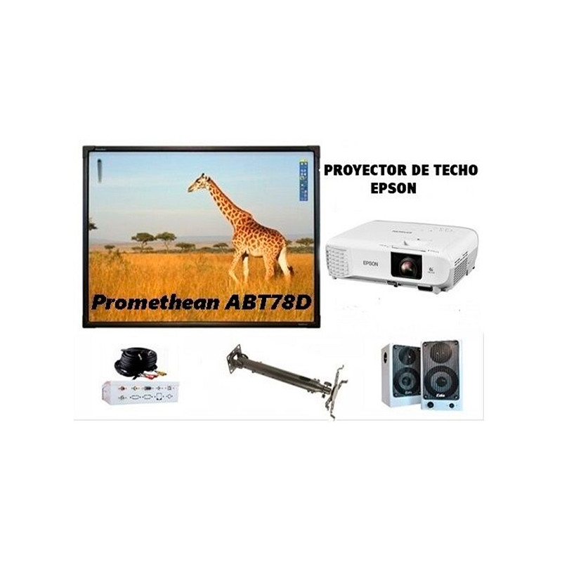 PIZARRA INTERACTIVA PROMETHEAN AB10T78D TACTIL 78" CON PROYECTOR DISTANCIA LARGA + ALTAVOCES E