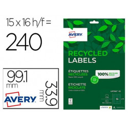 ETIQUETA ADHESIVA AVERY BLANCA PERMANENTE RECICLADA 100% PARA IMPRESORA LASER 99,1X33,9 MM CAJA DE 2