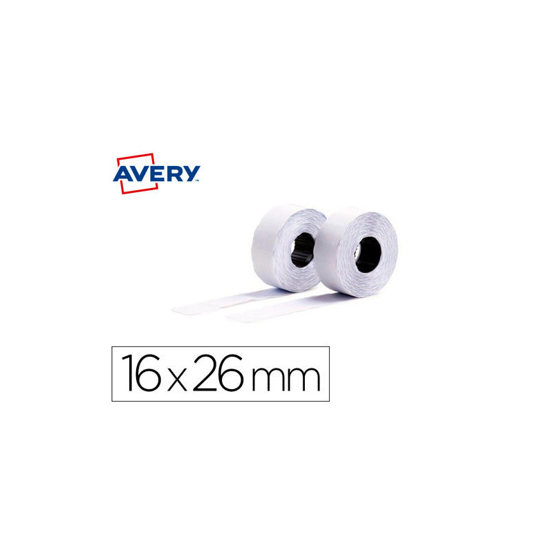 ETIQUETA AVERY ONDULADA BLANCA PERMANENTE 26X16 MM PARA ETIQUETADORA PL21/18 CAJA DE 10 ROLLOS DE 12