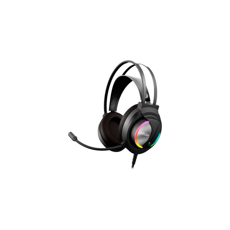 AURICULAR KROM KAPPA GAMING ESTEREO CON MICROFONO FLEXIBLE ILUMINACION LED RGB RAINBOW LONGITUD CABL